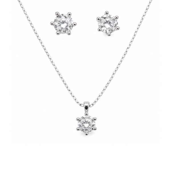 Set Argint 925 Floare Mare (cercei, lantisor, pandantiv), 4 g