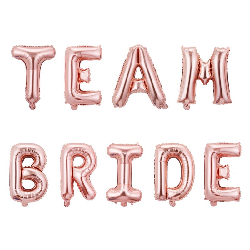 Set Baloane din Folie Metalizata, Flippy, Model Team Bride, Litere de 40 cm, Tema Iubire, Baloane Party, Ambalaj Individual, Pai Inclus, Umflare cu Aer sau Heliu, Roz