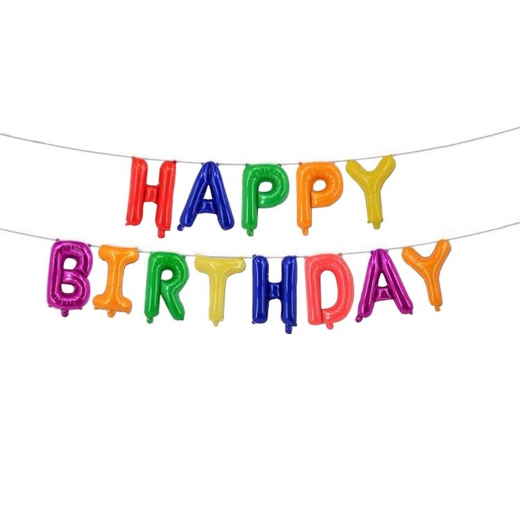 Set 13 Baloane Folie, Flippy, Tip Ghirlanda, Model Happy Birthday, 40 cm, Multicolor