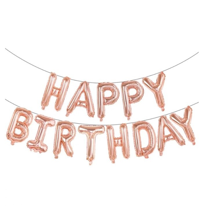 Set baloane folie Flippy, Happy Birthday, 40 cm, rose gold