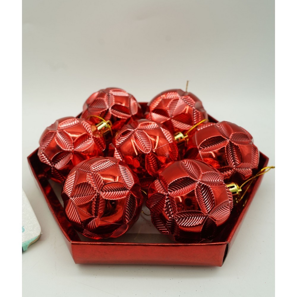 Set de 28 ornamente de brad, Flippy, de tip Glob, Rosu, din polistiren, cu finisaj sclipitor , cutie 18 cm adancime x 22 cm inaltime x 18 cm lungime) - Image 8