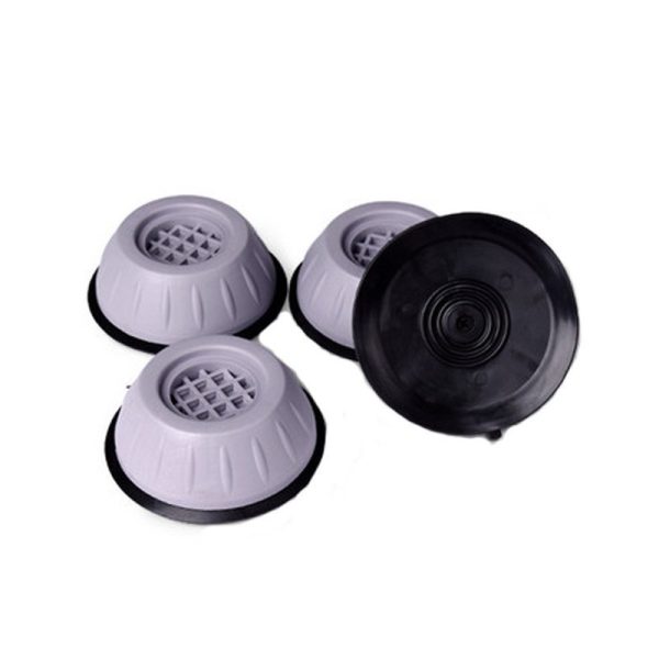 Set de 4 Picioare Antivibratii, Flippy, 8 cm, Gri, cu Ventuza Cauciuc, Instalare Rapida, pentru Masina de Spalat, Uscator sau Frigider