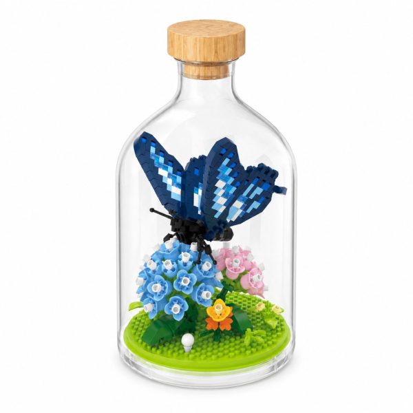 Set de Construit în Sticlă Decorativă, Flippy, Model Fluture Albastru, 365 Piese Mini din Plastic, Jucărie Creativă și Educațională pentru Copii 14+ și Adulți, Tip Pixel Building Blocks, Obiect Decorativ de Colecție, 10 x 19.6 cm, Multicolor