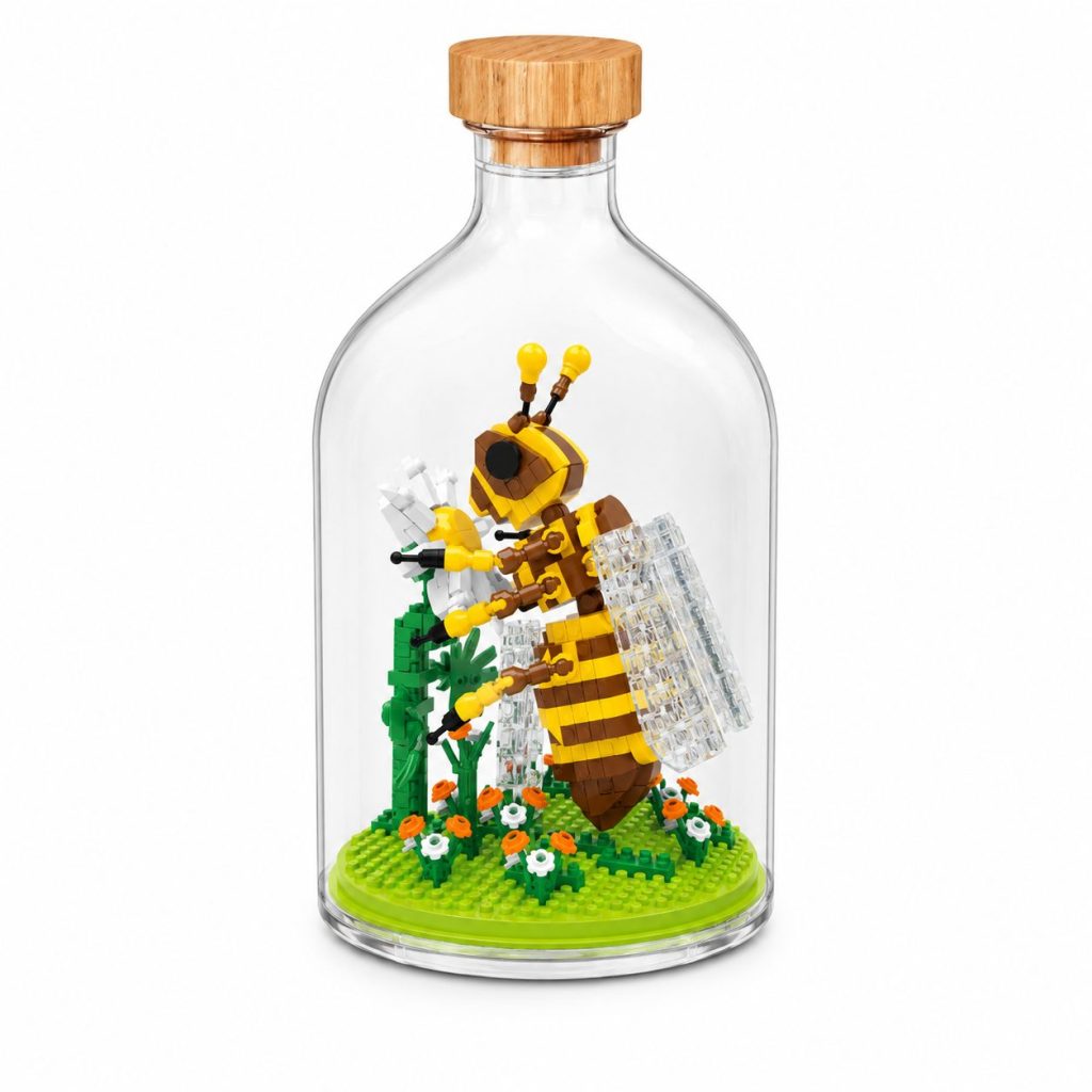 Set de Construit in Sticla, Flippy, 486 Piese, din Plastic, +14 Ani, 10 x 19.6 cm, Model Albina, Multicolor