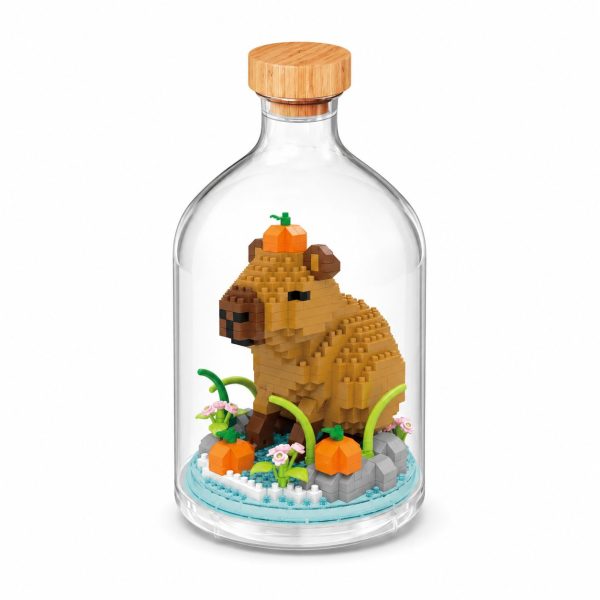 Set de Construit în Sticlă Decorativă, Flippy, Model Capybara, 489 Piese Mini din Plastic, Jucărie Creativă și Educațională pentru Copii 14+ și Adulți, Tip Pixel Building Blocks, Obiect Decorativ de Colecție, 10 x 19.6 cm, Multicolor