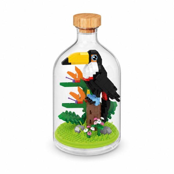 Set de Construit în Sticlă Decorativă, Flippy, Model Pasăre, 593 Piese Mini din Plastic, Jucărie Creativă și Educațională pentru Copii 14+ și Adulți, Tip Pixel Building Blocks, Obiect Decorativ de Colecție, 10 x 19.6 cm, Multicolor