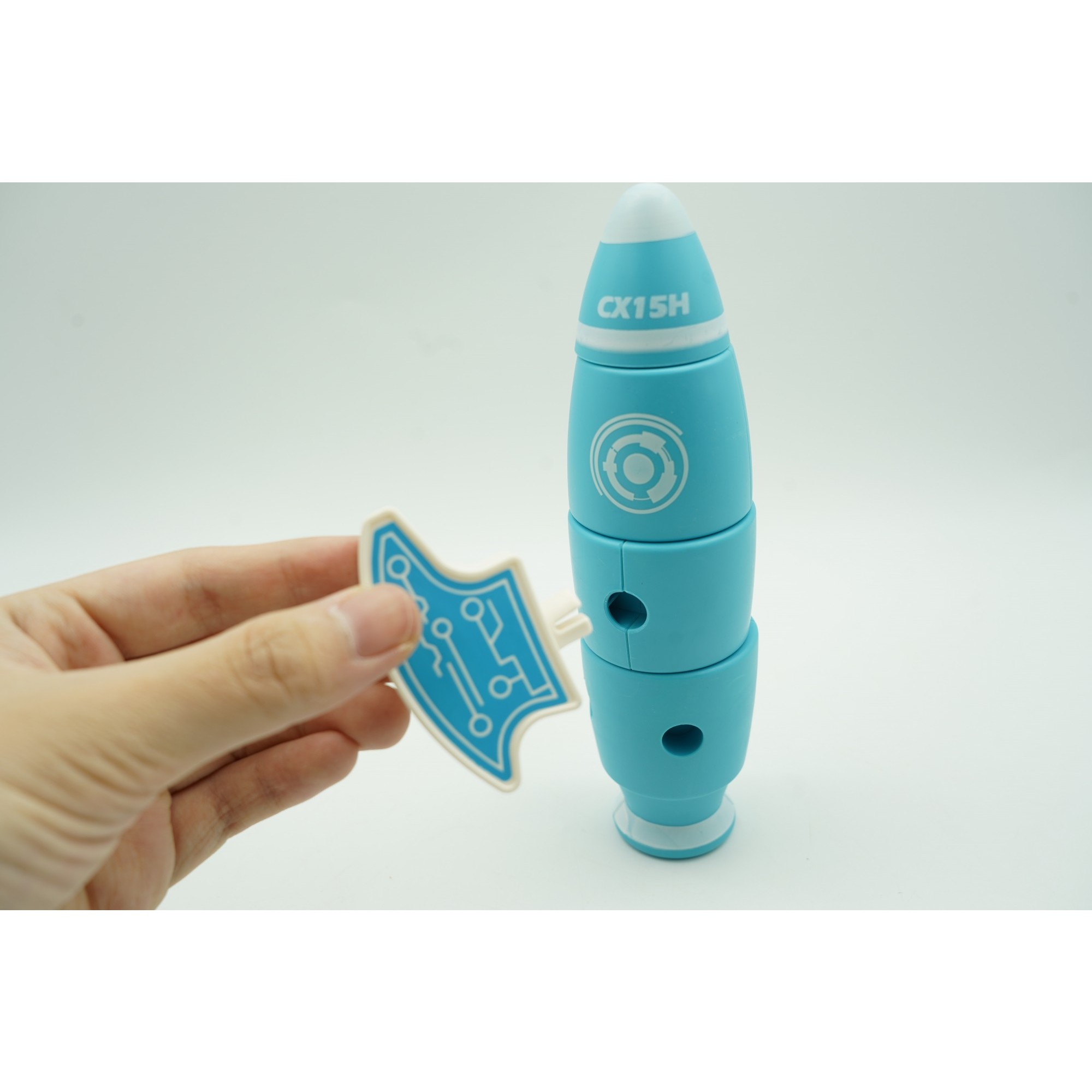 Set inteligent de blocuri magnetice pentru copii, 8 piese, cutie depozitare, racheta, albastru - Image 8