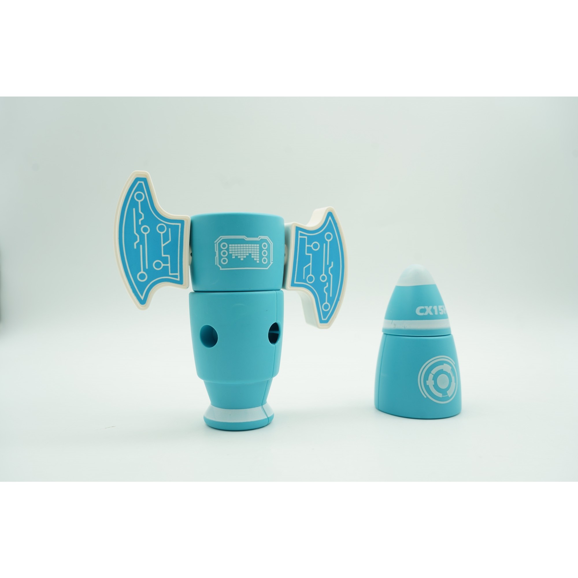 Set inteligent de blocuri magnetice pentru copii, 8 piese, cutie depozitare, racheta, albastru - Image 10