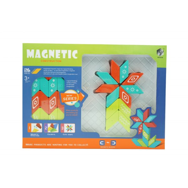 Set inteligent de constructie cu piese magnetice, 26 piese, +3 ani, multicolor