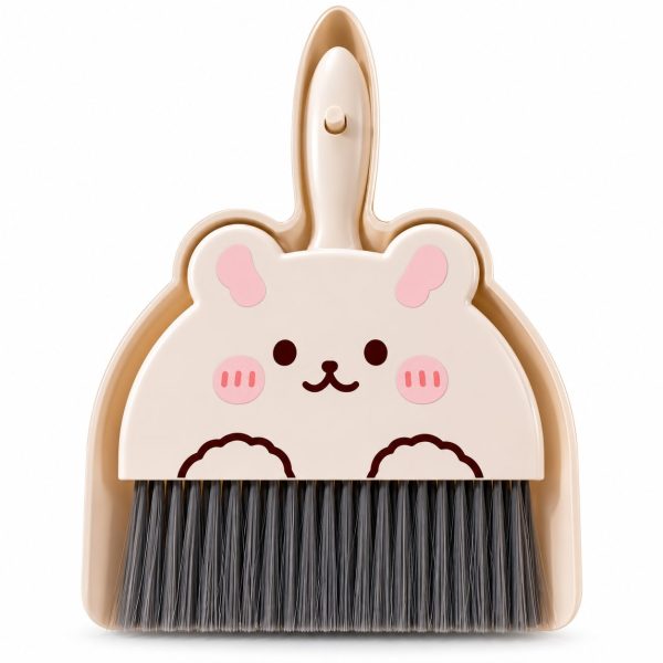 Set Mini Matura si Faras, Flippy, LITTLE CLEANER, Uz Casnic, pentru Birou, Bucatarie, Casa, Model Iepuras, 23 x 18 cm, Bej