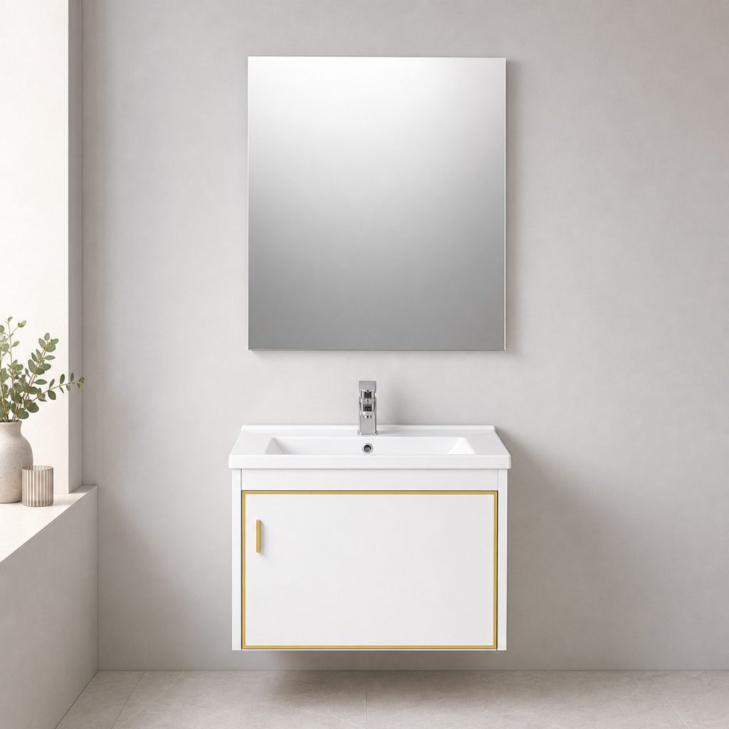 Set Mobilier cu oglinda Baie, Alb, PVC, T356/40