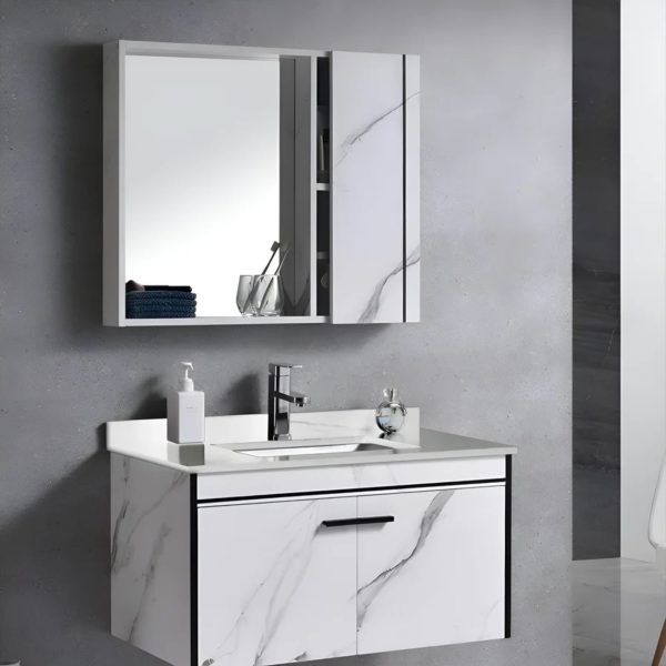 Set Mobilier pentru Baie CORFU, 60x48cm, 2 Piese, Negru si Alb