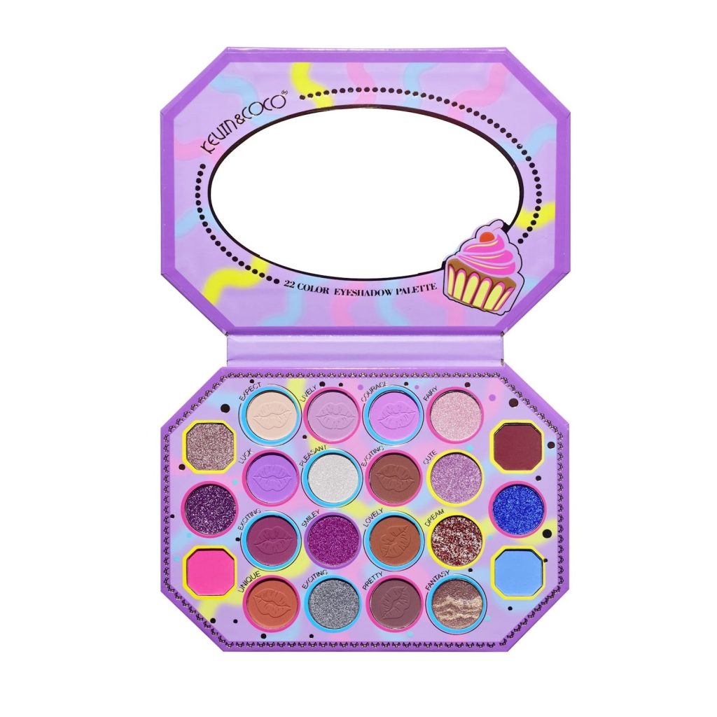 Paleta de Machiaj Kevin&Coco Violet Ice Cream, 22 Culori, Farduri de Pleoape Mate, Sidefate si Glitter, Pigmentare Intensa, Design Inspirat de Inghetata, 19 x 13.7 x 1.3 cm, Multicolor
