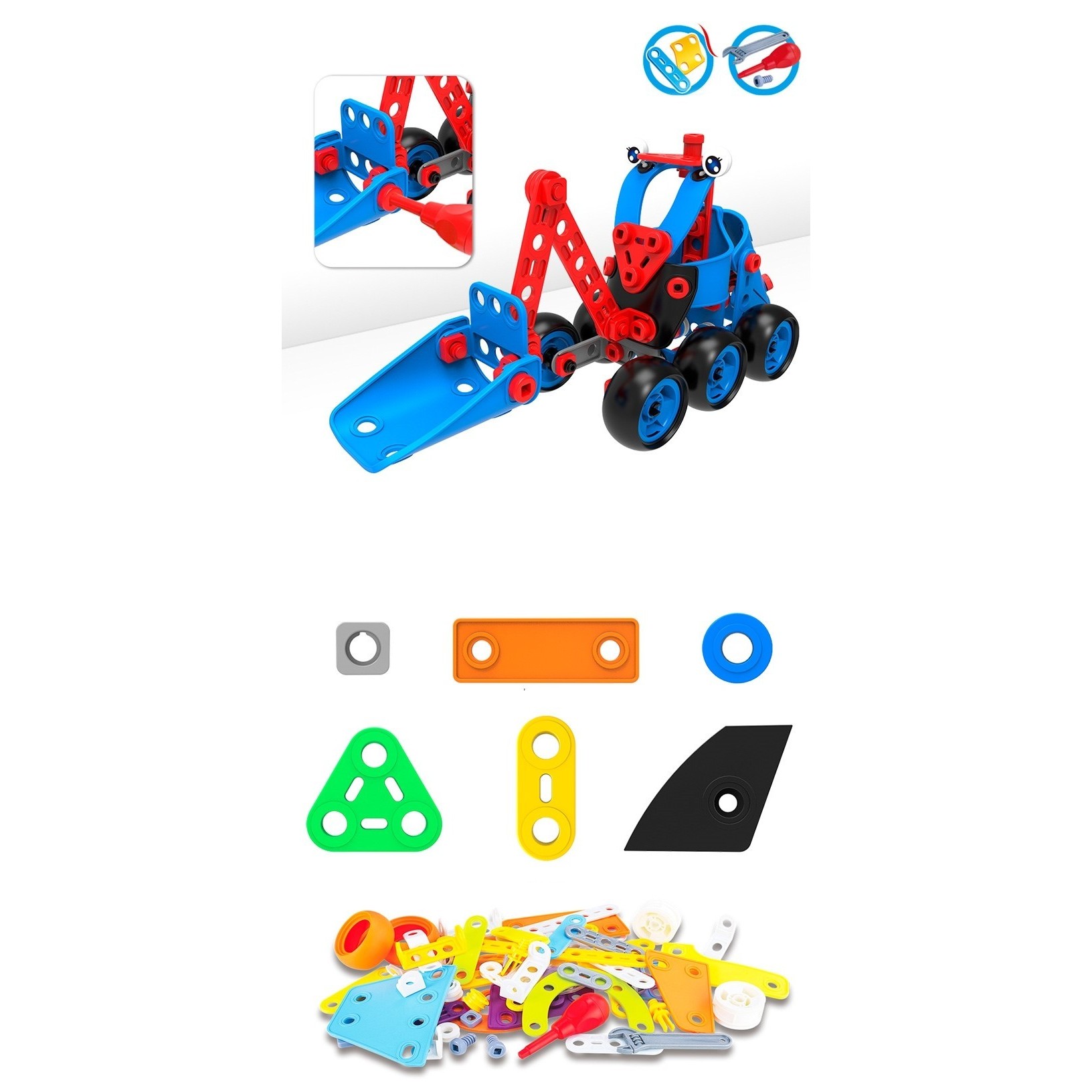 Set pentru construit masini, Flippy, Educativ si creativ, 134 piese - Image 6