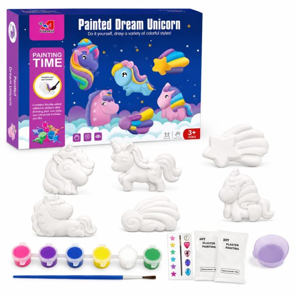 Set Pictura Ghips Pentru Copii Cu Vehicule De Santier Si Accesorii, Kit Creativ DIY Cu Figurine De Decorat Si Culori Incluse, Jucarie Educativa Pentru Activitati Artistice Si Dezvoltare Imaginatie Copii 3+ Ani, Multicolor