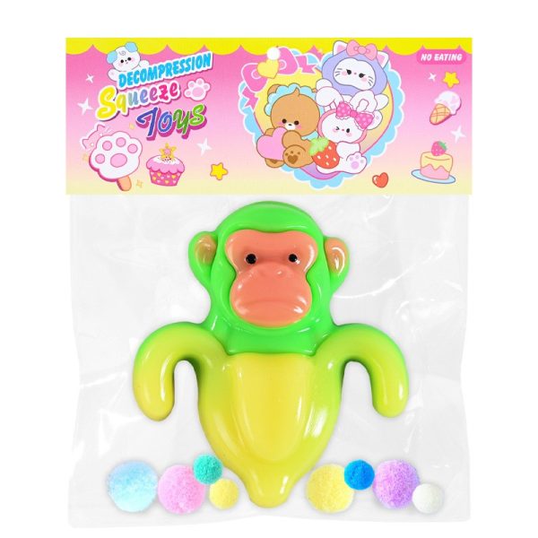 Jucarie Antistres Squishy, Flippy, cu Revenire Lenta, Squeeze Toys, Model Cimpanzini Bananini, Ambalaj Transparent, Galben/Verde