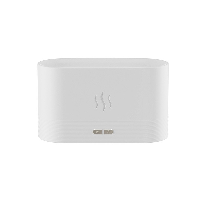 Umidificator de aer cu Ultrasunet, Flippy, Difuzor de ulei Esential, Aromaterapie, Rezervor 180 ml, Simulare Efectelor de Iluminare a Flacarii, lLumina Ajustabila, 17 x 10 x 7.5 cm, Alb