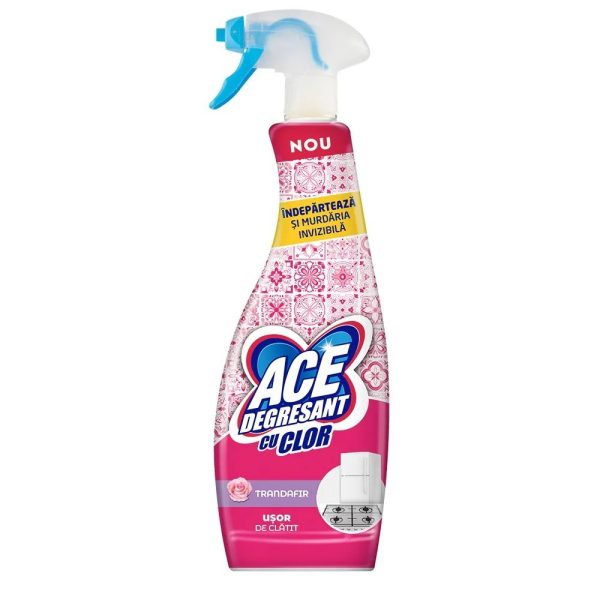 Solutie, Ace, Spray Degresant Bucatarie cu Clor 650 ml Trandafir