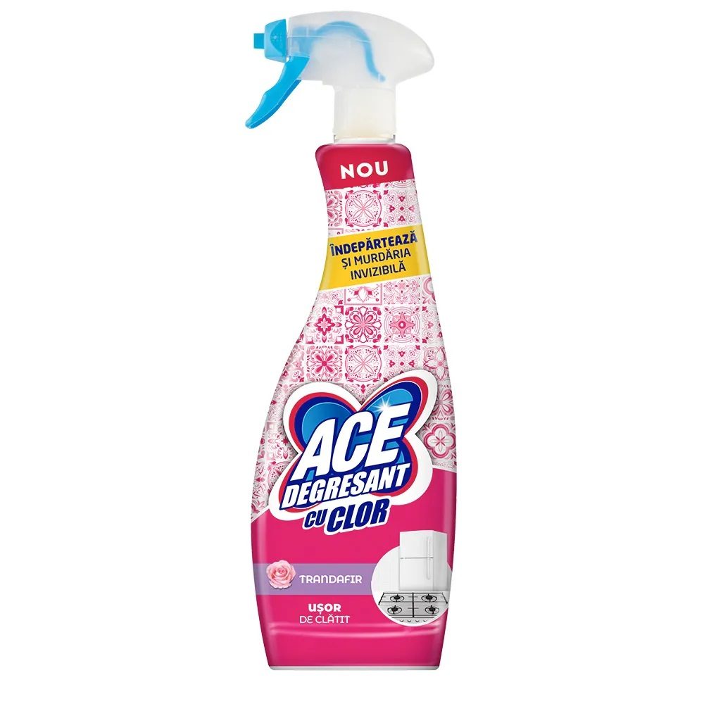 Solutie, Ace, Spray Degresant Bucatarie cu Clor 650 ml Trandafir