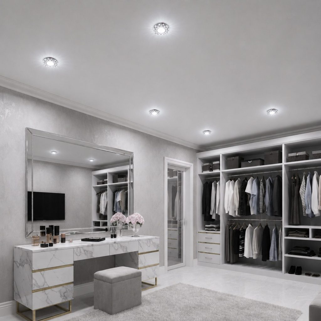 Spot LED ORBITA, 5W, Rotund, Lumina Rece + RGB, Alb, Rasina si Sticla