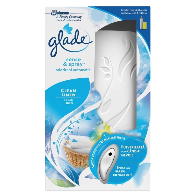 Spray, Glade Sense si, Aparat, Rezerva 18 ml Clean Linen