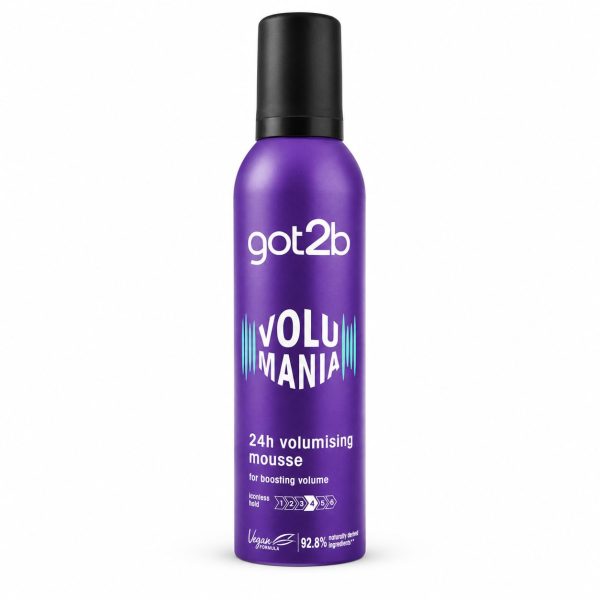 Spuma de Par pentru Volum, Schwarzkopf got2b Volumania, 24h Volumising Mousse, Formula Vegana, 92.8% Ingrediente Naturale, Nivel Fixare Iconless Hold, Par Uscat, Mov