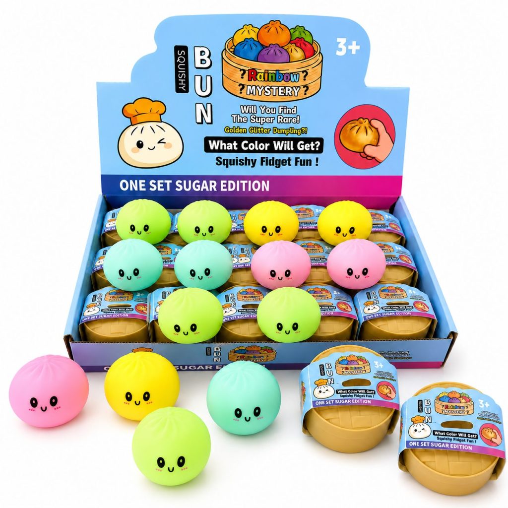 Jucarie Squishy Dumpling NeeDoh, Flippy, Model Fata Zambitoare, Textura Fina, Modelabila si Comprimabila, 5.5 cm, Mix Culori