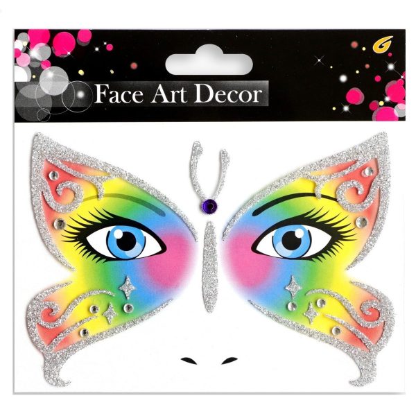Sticker Temporar pentru Fata, Flippy, pentru Machiaj, Face Art, Halloween, Teatru, Model Fluture, Multicolor