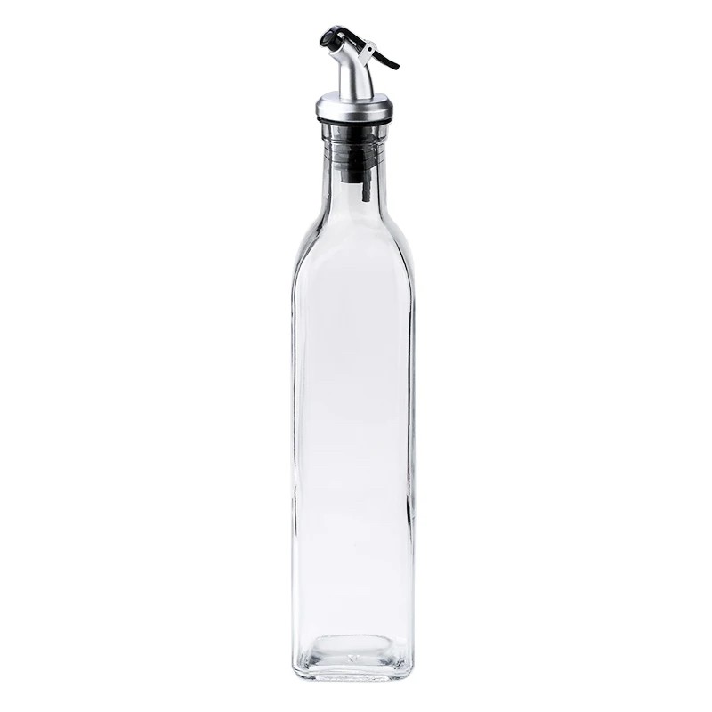 Sticla de Ulei de Masline, Flippy, Sticla etansa pentru Lichide de Bucatarie, Sticla pentru Uleiuri, Sosuri, Otet, Capac din Inox Dozator, 30 x 6 cm, volum 500 ml, Transparent
