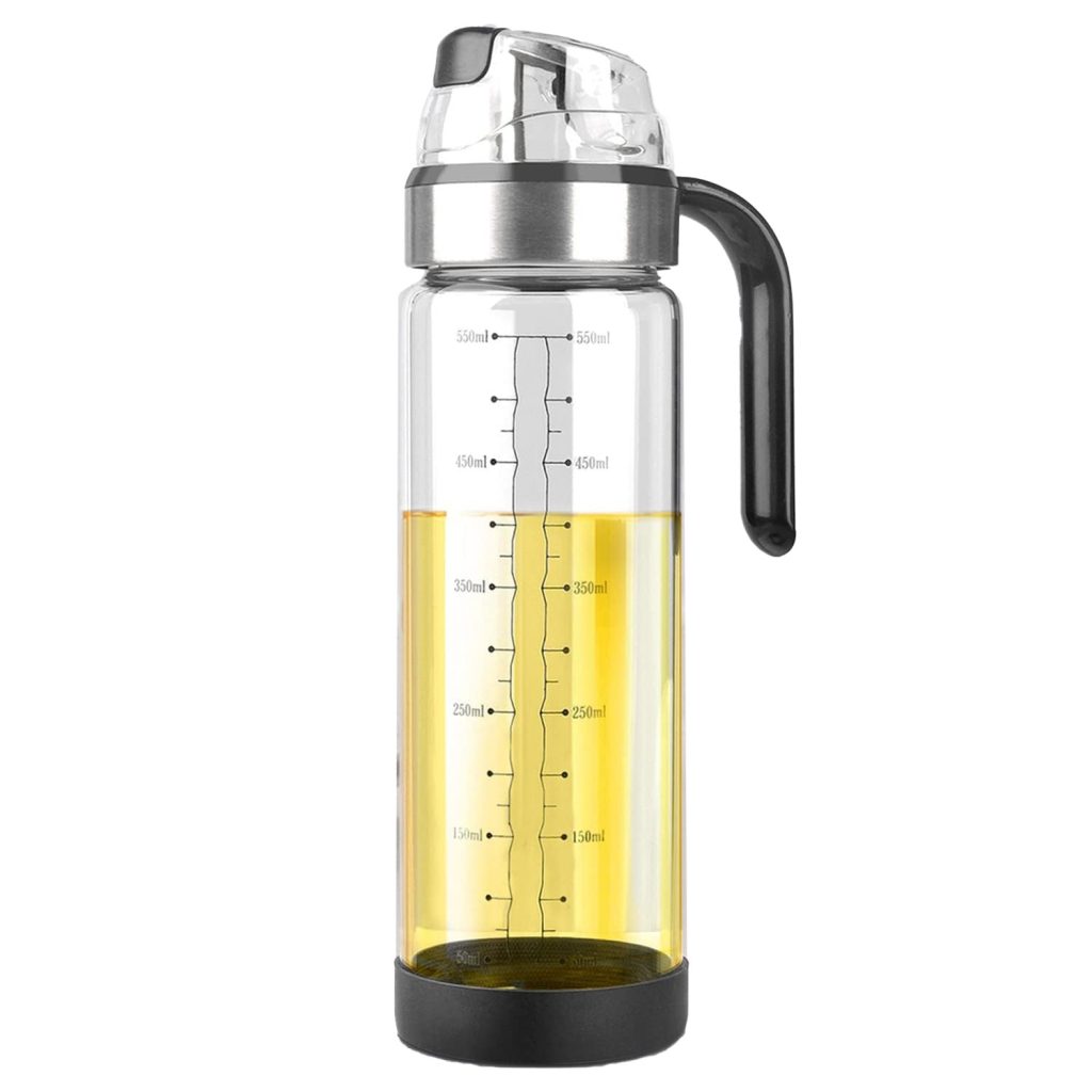 Sticla de ulei etansa cu deschidere inchidere, Flippy, Dispenser de ulei de bucatarie, Sos de soia, Otet, 500 ml, Transparent