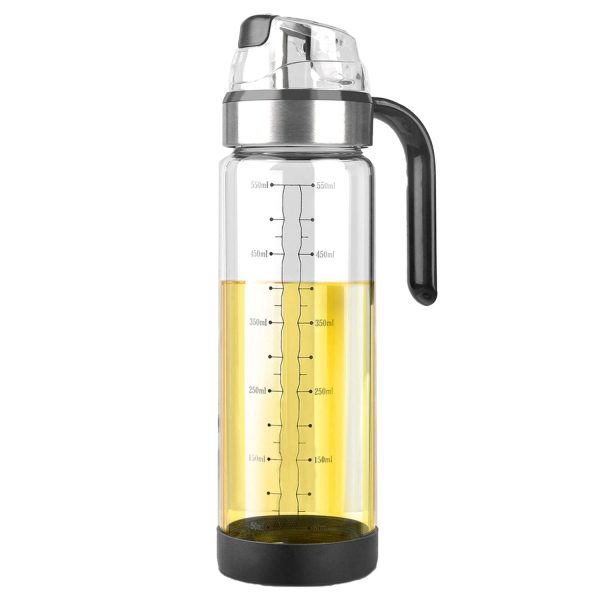 Sticla de ulei etansa cu deschidere inchidere, Flippy, Dispenser de ulei de bucatarie, Sos de soia, Otet, 500 ml, Transparent