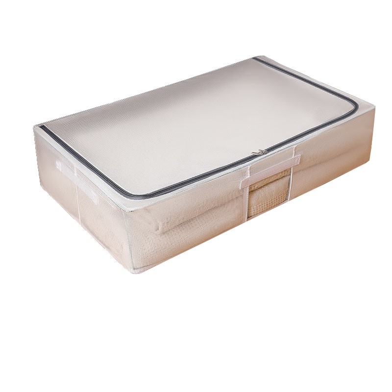 Cutie de Depozitare, Flippy, pentru Haine, Incaltaminte, din Plasa PVC Impermeabila si Manere Laterale, Pliabila, Fermoar Bidirectional, 80 x 47 x 18 cm, Transparenta