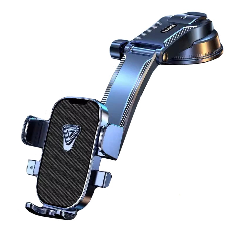 Suport Auto Multifunctional pentru Telefon, Flippy, Suport pentru Navigatie, Rotativ cu Ventuza, cu fixare Geam si Parbriz, 20 x 14 x 11 cm, Albastru Carbon