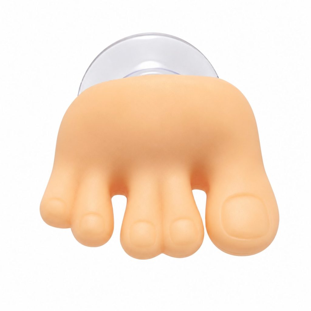 Suport de Baie, Flippy, Multifunctional, pentru Periute/Cabluri, din PVC, cu Ventuza, Model Picior, 4 x 6.5 cm, Crem
