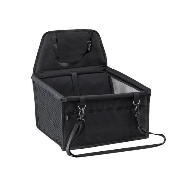 Scaun Auto pentru Animalele de Companie, Flippy, Cos Auto pentru Animale, cu Prindere de Scaun si Centura de Siguranta, 41 x 34 x 28 cm, Negru