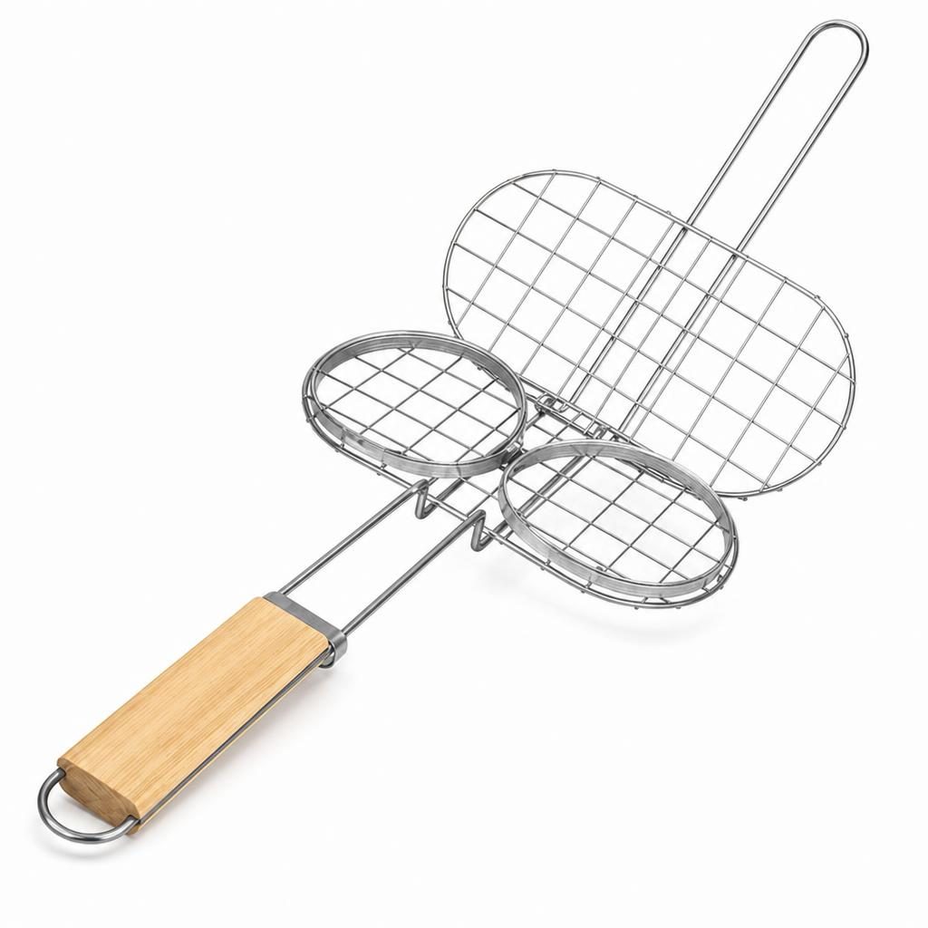 Suport pentru hamburgeri la gratar, Flippy, din metal, pentru BBQ, 41x22.5 cm
