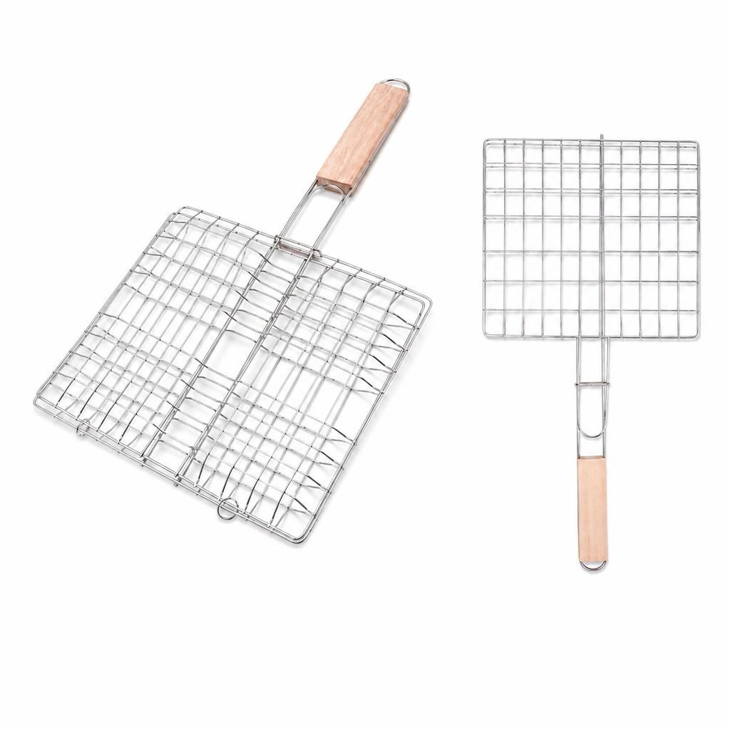 Suport pentru hamburgeri la gratar, Flippy, pentru 4 burgeri, din metal, pentru BBQ, 21.5x19 cm, Argintiu