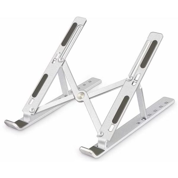 Suport pentru Laptop, Flippy, Suport Portabil Pliabil, Universal Reglabil Suspendat pentru Tableta, din Aliaj si ABS, 100-160 mm, 26 x 19 x 16 cm, Silver Gray