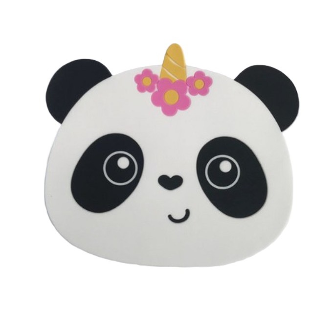 Suport pentru Pahar, Flippy, Model Urs Panda, din PVC, 18.5x16 cm, Rezistent la Caldura, Alb/Negru
