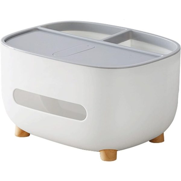 Suport pentru Servetele, Flippy, Cutie Multifunctionala, Design Minimalist, ABS, cu Suport pentru Obiectele Personale, pentru Birou, 21x12x12 cm, Gri