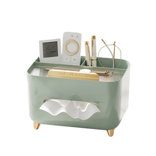 Suport pentru Servetele, Flippy, Cutie Multifunctionala, Design Minimalist, ABS, cu Suport pentru Obiectele Personale, pentru Birou, 21x15x13 cm, Verde