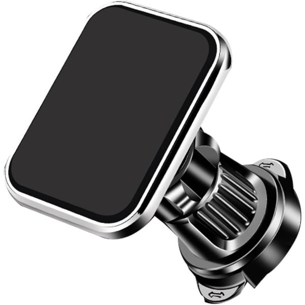 Suport Auto pentru Telefon, Flippy, MagSafe, cu Magnet, Prindere Grila de Ventilatie, Detalii Fine, Rotativ 360 de Grade, Plastic Magnet Silicon, 5.1x3.9 cm, Negru Argintiu