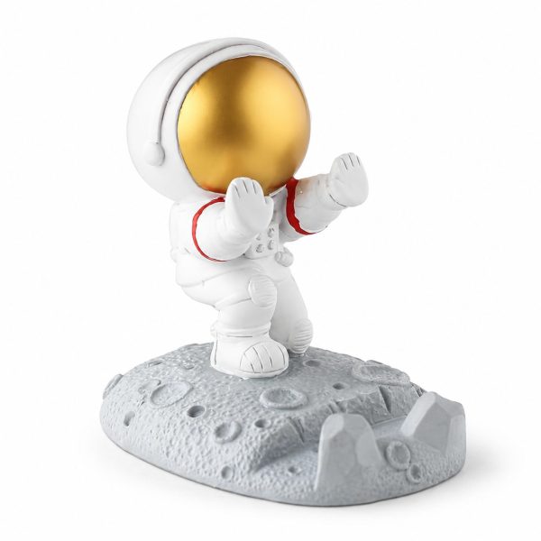 Suport pentru Telefon, Flippy, Suport de Birou pentru Telefon, Suport Telefon pentru Copii, Model Astronaut, Model 2, 9 x 8.5 x 6.5 cm, Plastic, Alb