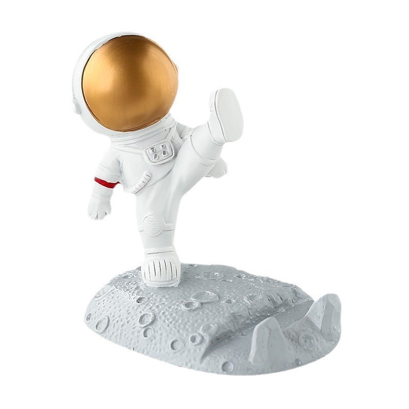 Suport pentru Telefon, Flippy, Suport de Birou pentru Telefon, Suport Telefon pentru Copii, Model Astronaut, Model 1, 9 x 10 x 6.5 cm, Plastic, Alb