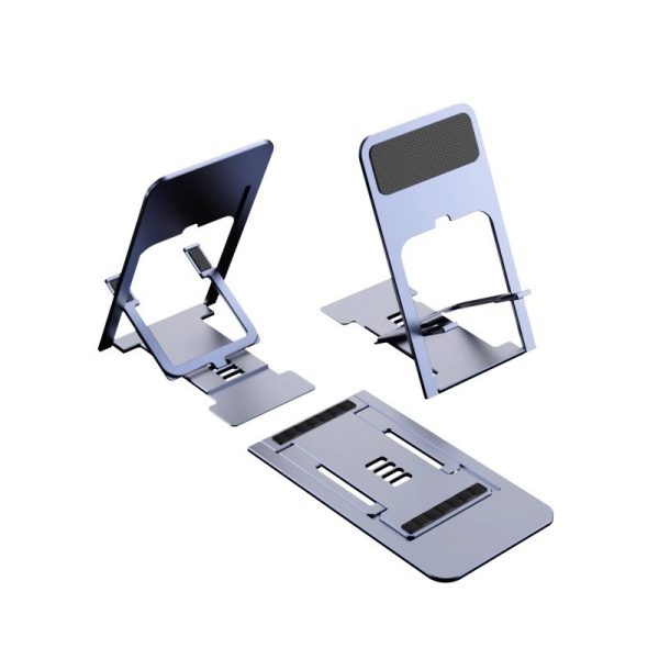 Suport pentru Telefon, Flippy, Pliabil, Reglabil, din ABS, Argintiu