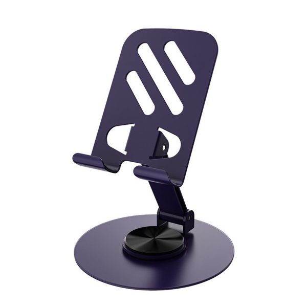 Suport rotativ pentru telefon, Flippy, Complet Metalic, Pliabil, Design Modern pentru Desktop, Multifunctional, Compatibil cu Tableta, 10.5 x 9 x 9 cm, 80 g, Mov inchis