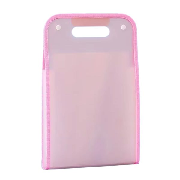 Suport Vertical pentru Hartii A4, Flippy, Suport Portabil pentru Hartie A4 cu Maner, PP, pentru Depozitare Hartii si Documente, 37x24.3 cm Roz