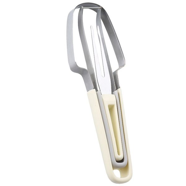 Taietor Decojitor pentru Pepene, Flippy, pentru Legume si Fructe, Multifunctional, Set din 3 Parti, Otel Inoxidabil si Plastic PP, 22.5 x 7 cm Galben