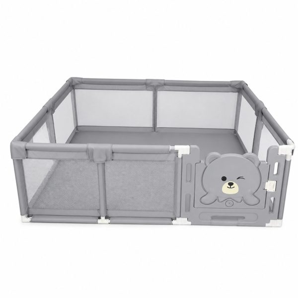 Tarc de Joaca si Siguranta pentru Copii DNT-147, Flippy, Dimensiuni 150 x 180 cm, Structura de Protectie pentru Interior, Gri