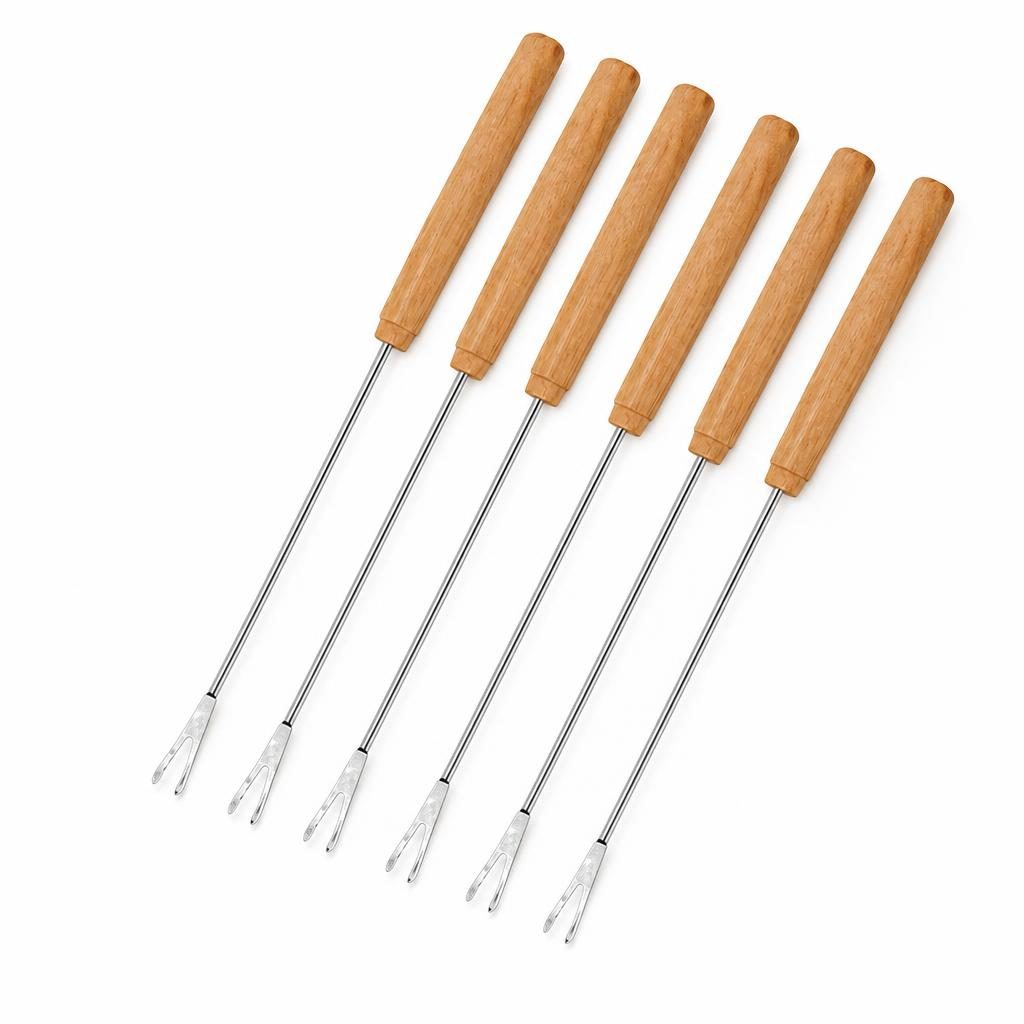 Set 6 Tepuse pentru Frigarui, Flippy, Mici, din Metal, pentru Gratar si BBQ, 21.5 cm, Argintiu